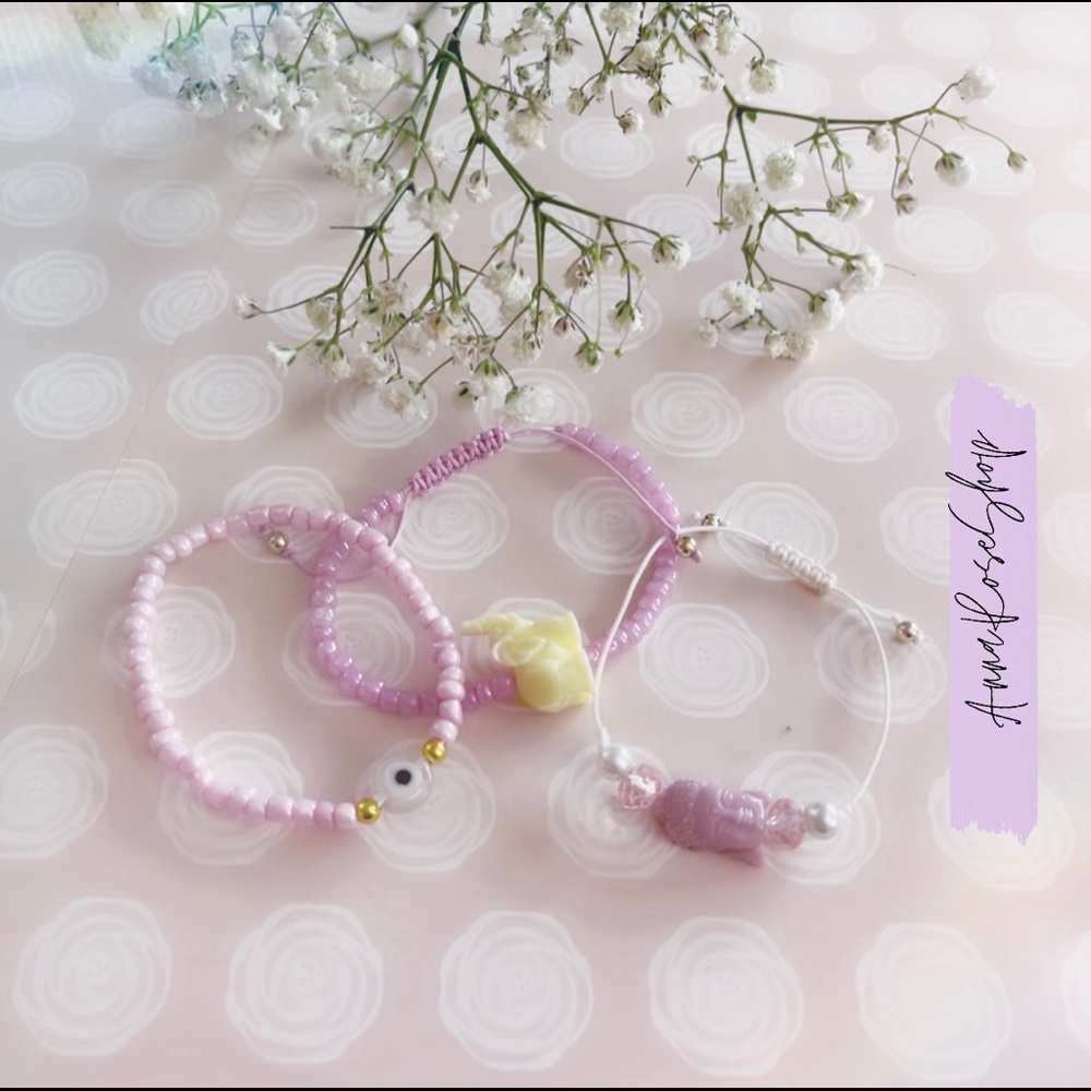 Set 3 Bracelet beautiful purple Buddha evil eye